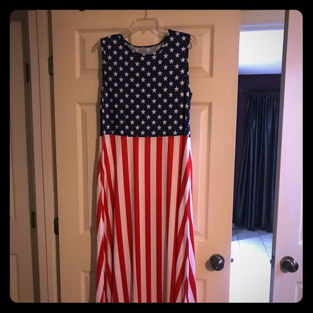 Maxi dress. Red white and blue.
